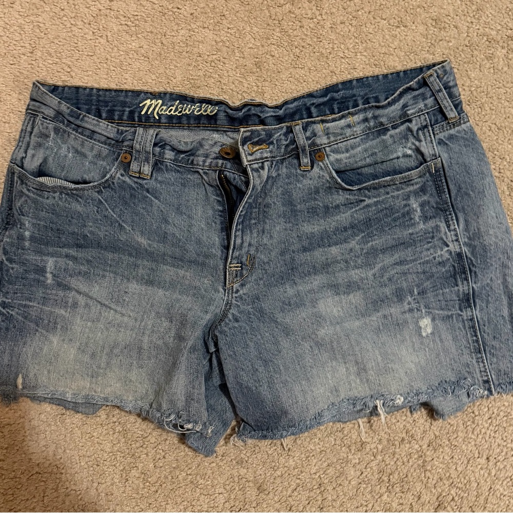 Madewell Distressed Blue Jean Shorts